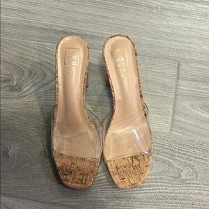 ShuShop Tan Mules with Cork Platform